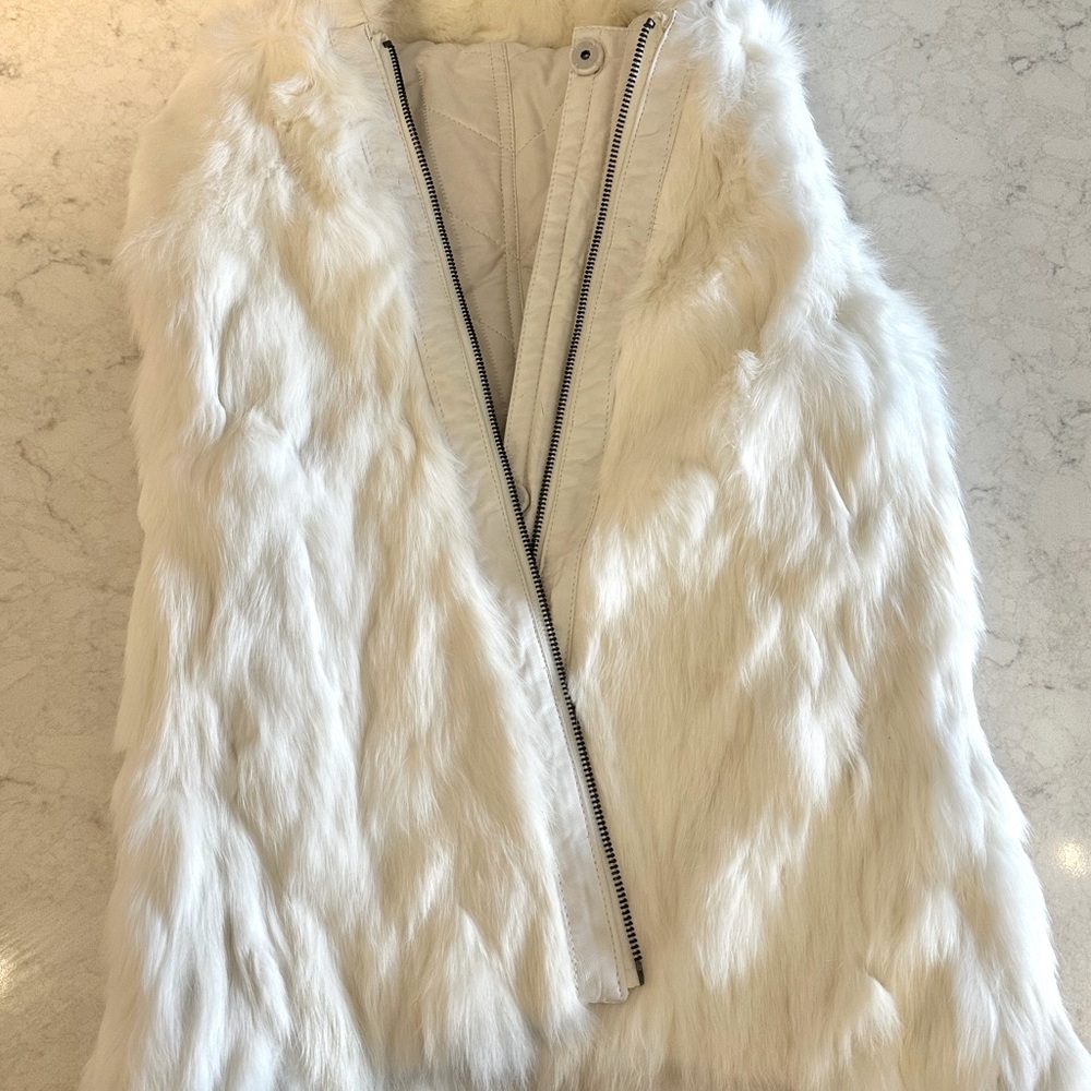 BCBG faux fur/leather reversible Quilted vest - XS